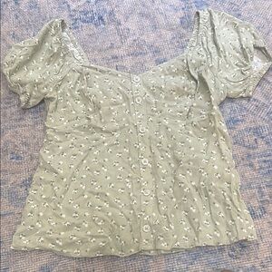 Hollister Floral Green Women's Top